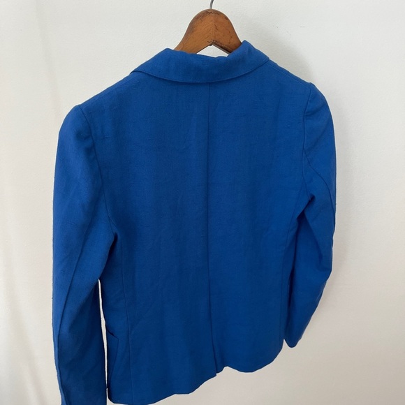 Vintage Womens Blue Linen Blazer - Picture 3 of 4